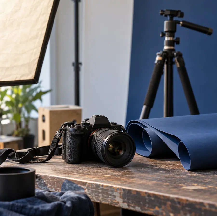 Illustration of photography businesses equipment and workspace
