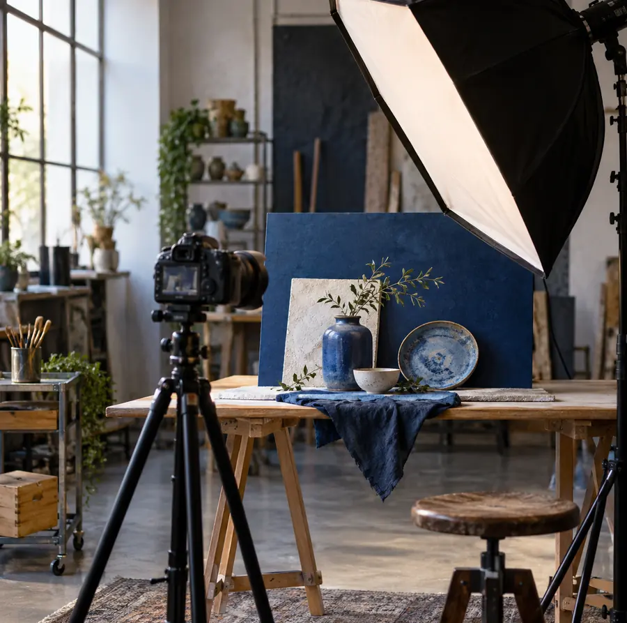 Illustration of photography businesses equipment and workspace